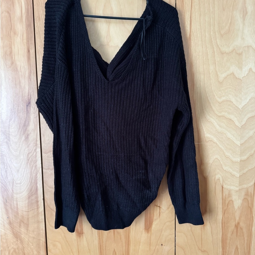 Fashion Nova Black V-Neck Sweater